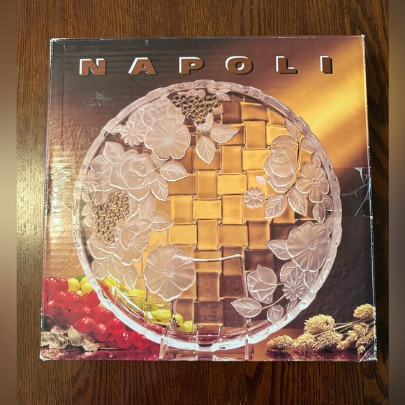 VINTAGE Napoli! Frosted❄️Crystal Serving Platter/12.5” - Picture 3 of 6